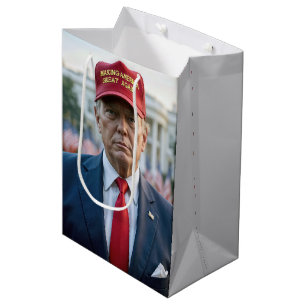 Sacola Para Presentes Média Aniversário Trump Com Red MAGA Hat