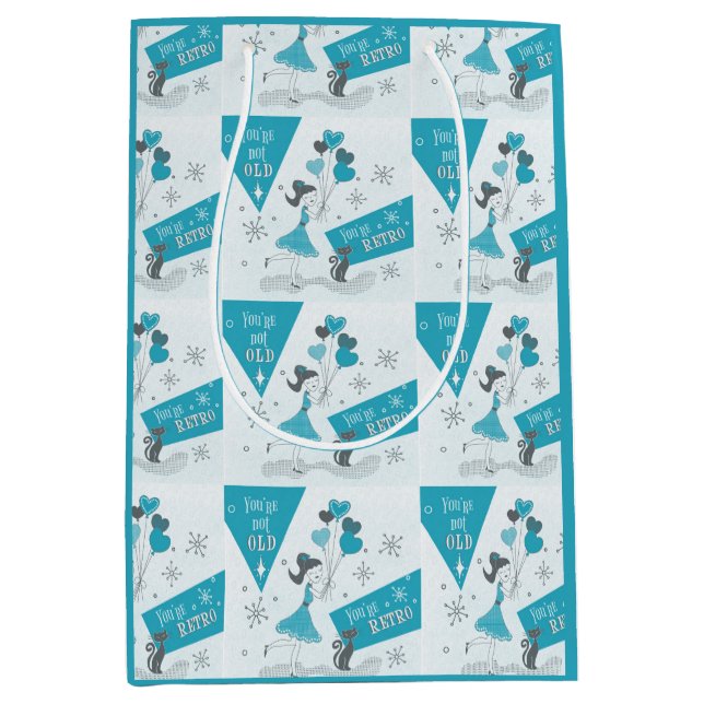 Sacola Para Presentes Média Aniversário, você não é velho, você é retrô (Frente)