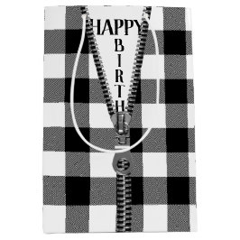 Sacola Para Presentes Média Aniversário Zipper Na Xadrez De Buffalo