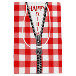 Sacola Para Presentes Média Aniversário Zipper Na Xadrez De Buffalo