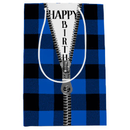 Sacola Para Presentes Média Aniversário Zipper Na Xadrez De Buffalo