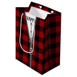 Sacola Para Presentes Média Aniversário Zipper Na Xadrez De Buffalo