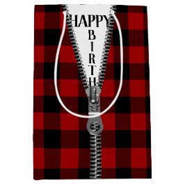Sacola Para Presentes Média Aniversário Zipper Na Xadrez De Buffalo