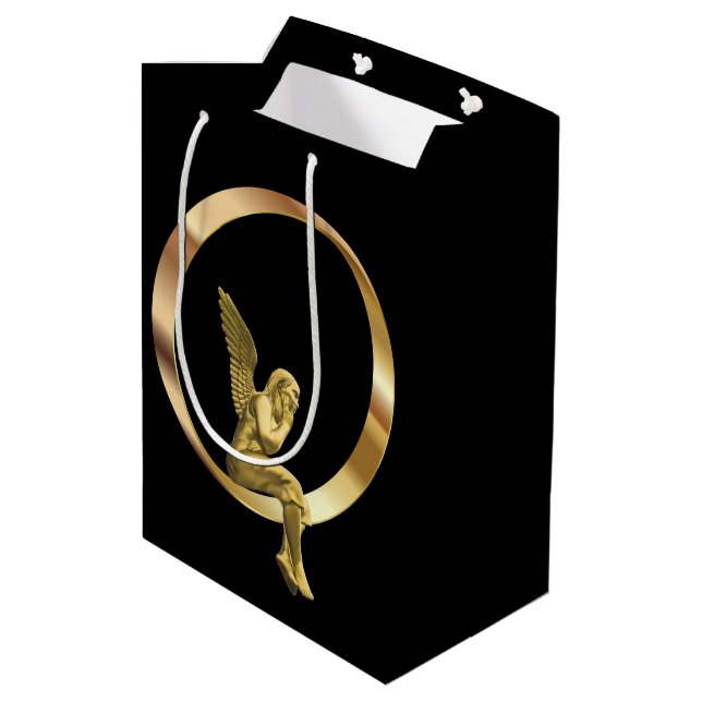 Sacola Para Presentes Média Anjo de Sacos de Presente de Natal (Verso inclinado)