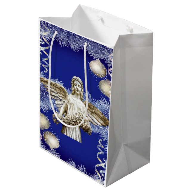 Sacola Para Presentes Média Anjo de Sacos de Presente de Natal (Verso inclinado)