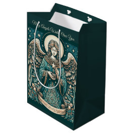 Sacola Para Presentes Média Anjo Dourado da Paz