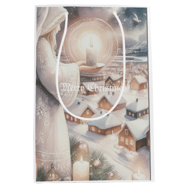 Sacola Para Presentes Média Anjos vigiam você (Frente)