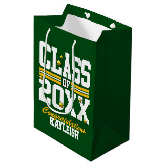 Sacola Para Presentes Média Ano de Graduação Verde|Amarelo