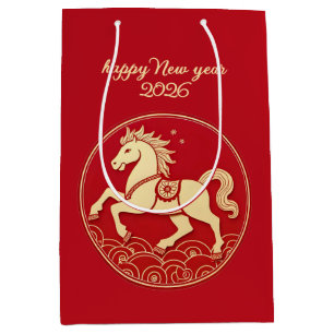 Sacola Para Presentes Média Ano do Cavalo 2026 Ano Novo Chinês