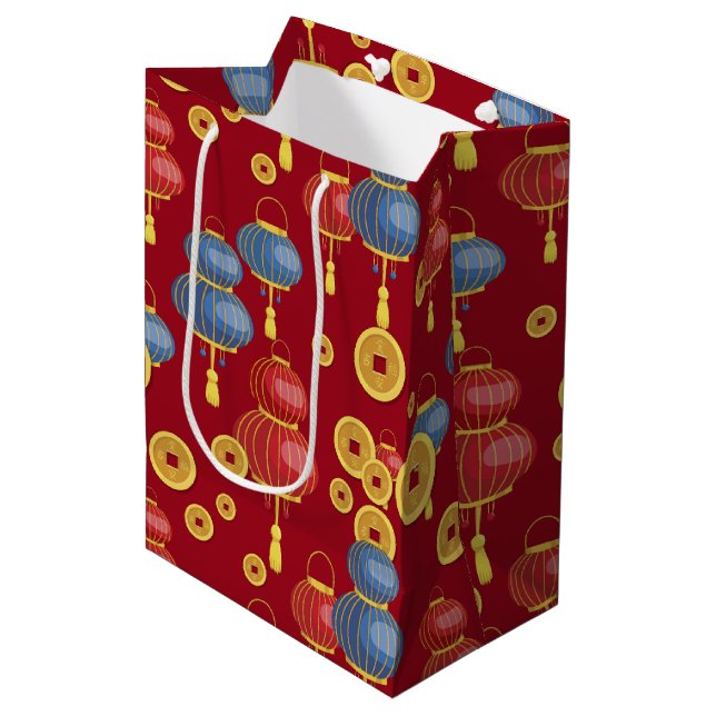 Sacola Para Presentes Média Ano Novo Chinês Feliz  (Frente inclinada)