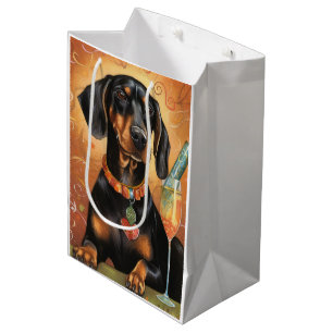 Sacola Para Presentes Média Ano Novo do Contorno Negro e Tan
