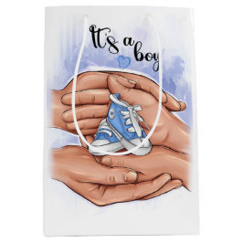 Sacola Para Presentes Média Anúncio de Novo Bebê – Pais Segurando o Bebê 👣