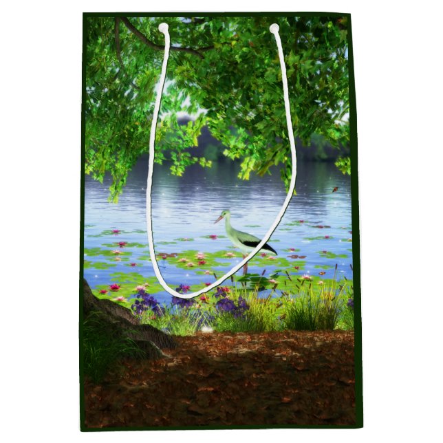 Sacola Para Presentes Média Ao lado do saco de doação de água estática (Frente)