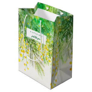 Sacola Para Presentes Média Apenas Para Sua Pintura Amarela Mimosa Watercolor