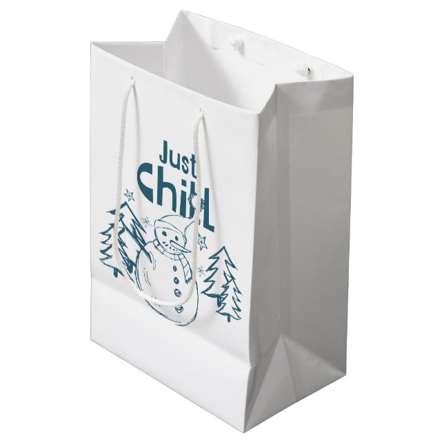 Sacola Para Presentes Média Apenas Relaxe Natal Divertido (Frente inclinada)