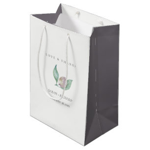 SACOLA PARA PRESENTES MÉDIA AQUA BLUE GREEN WATERCOLOR FOLIAGE OLIVE WEDING