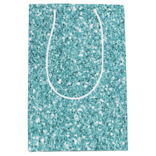 Sacola Para Presentes Média Aqua Glitz Glitter      