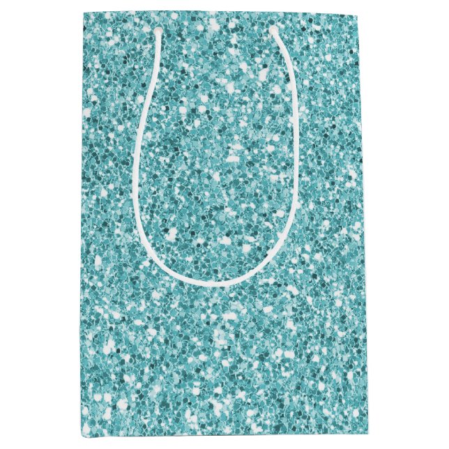 Sacola Para Presentes Média Aqua Glitz Glitter       (Frente)