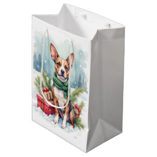 Sacola Para Presentes Média Aquarela American Staffordshire Terrier Rústico
