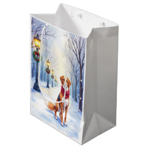Sacola Para Presentes Média Aquarela Foxhound Americano Poste de Iluminação Ne