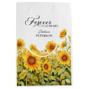 Sacola Para Presentes Média Aquarela Girassóis Flores Funcionais