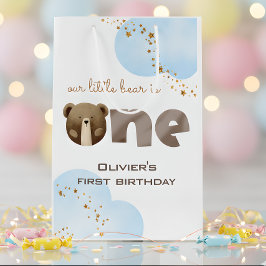 Sacola Para Presentes Média Aquarela nosso pequeno urso é um aniversário de be