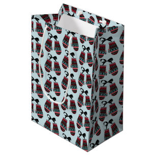 Sacola Para Presentes Média Aquecimento de Holiday Mittens anseia o saco de pr