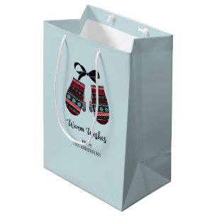 Sacola Para Presentes Média Aquecimento de Holiday Mittens anseia o saco de pr