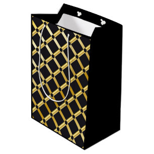 Sacola Para Presentes Média Arábico Dourado e preto