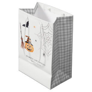 Sacola Para Presentes Média Aranha-Aranha-da-abóbora-de-bruxa-de-bruxa-abobori