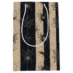 Sacola Para Presentes Média Aranha Gótica e Padrão de Halloween Limpo na Web