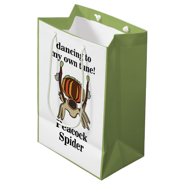 Sacola Para Presentes Média Aranha Pavão Engraçada (Frente inclinada)