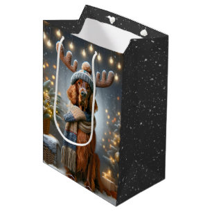 Sacola Para Presentes Média Árbitro Irlandês Natal Com Reindeer Antlers