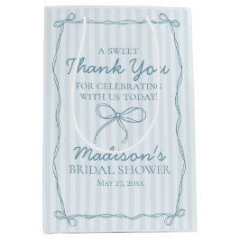 Sacola Para Presentes Média Arco Coquette Azul Pastel Chá de panela Favor