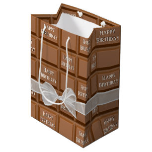 Sacola Para Presentes Média Arco de aniversário do Bar de chocolate doce
