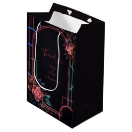 Sacola Para Presentes Média Arco de Casamento Floral Neon Romântico Glow