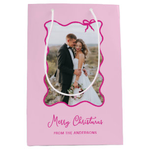 Sacola Para Presentes Média Arco de Natal   Quadro de Fotografias Rosa Whimsic