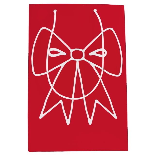 Sacola Para Presentes Média Arco de Natal Vermelho - Saco do Presente (Frente)