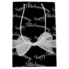 Sacola Para Presentes Média arco do 50º aniversário em Preto