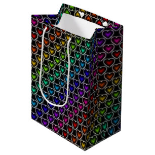Sacola Para Presentes Média Arco-Íris Corações Padrões Gift Bag