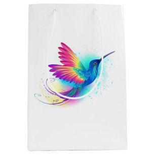 Sacola Para Presentes Média Arco-Íris Exótico Hummingbird