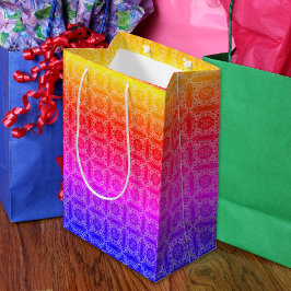 Sacola Para Presentes Média Arco-íris Pastel