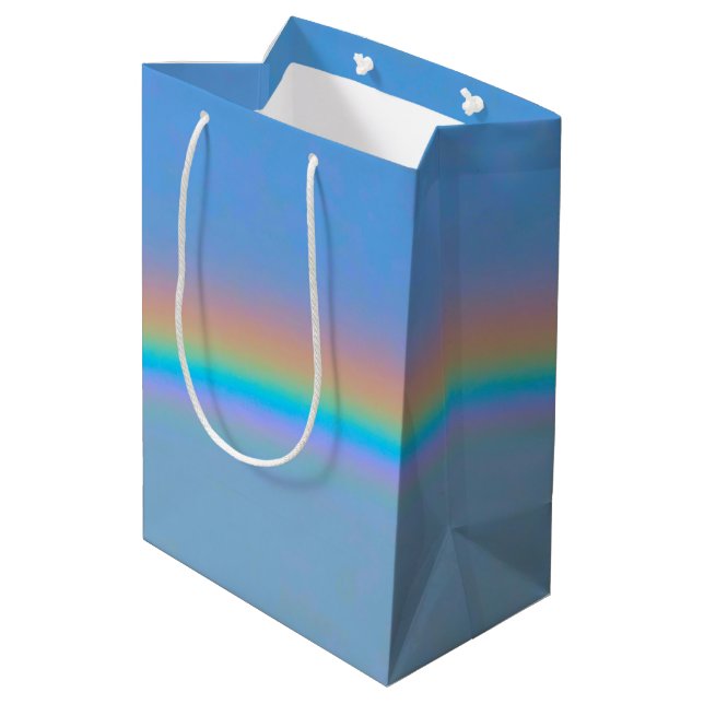 Sacola Para Presentes Média Arco-íris real natural personalizado (Verso inclinado)