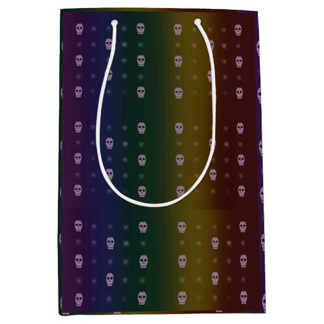 Sacola Para Presentes Média Arco-Íris Skulls Gift Bag (Frente)