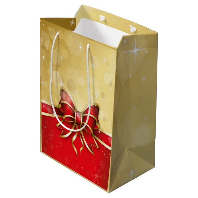 Sacola Para Presentes Média Arco vermelho com fundo Dourado (Verso inclinado)