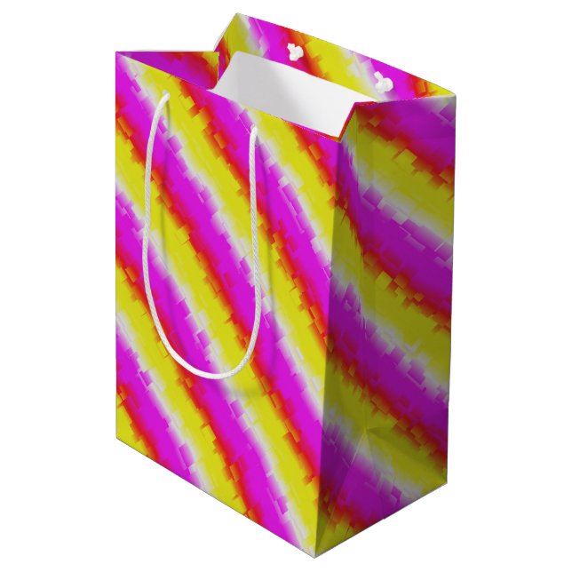 Sacola Para Presentes Média Ardeco-Arco-Íris, Cor-de-rosa Amarelo (Verso inclinado)