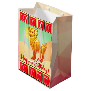 Sacola Para Presentes Média Áries - Saco de Presente de Aniversário Médio
