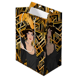 Sacola Para Presentes Média art deco, garota do flipper, vintage, excelente Ga