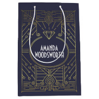 Art Deco Vintage Marinho Azul e Dourado Gift Bag