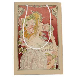 Sacola Para Presentes Média Art Nouveau Belle Époque Senhorita Rosas Livemont